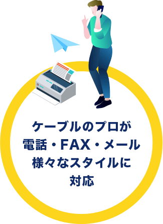 ケーブルのプロが電話・FAX・メール様々なスタイルに対応