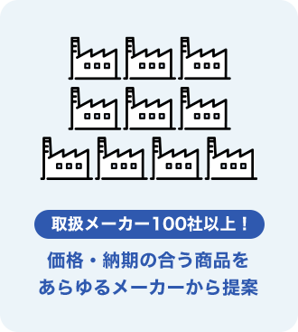 価格・納期の合う商品をあらゆるメーカーから提案